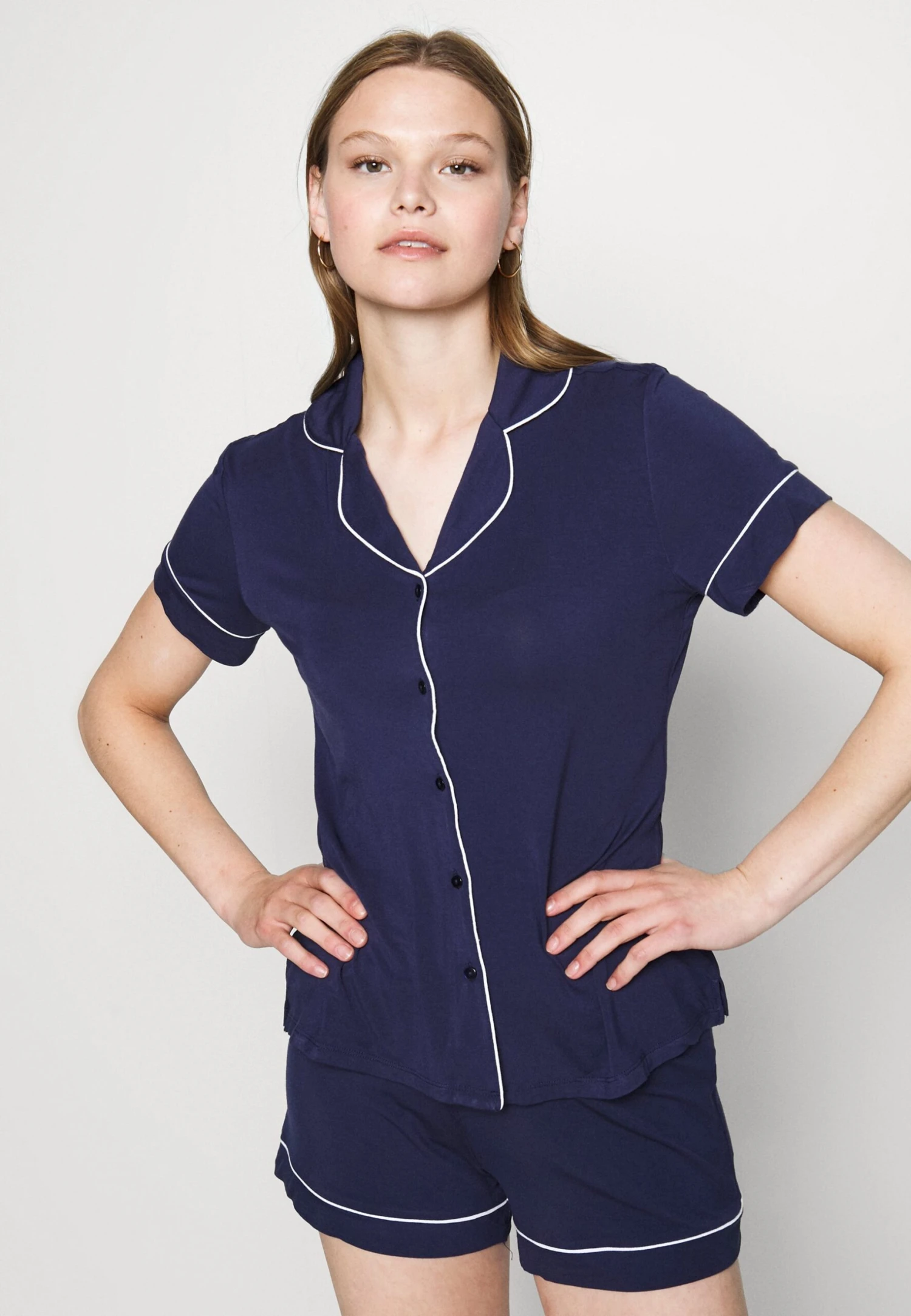 Anna Field Button Through Pj Set - Pyjama - Blue/White - Image 4